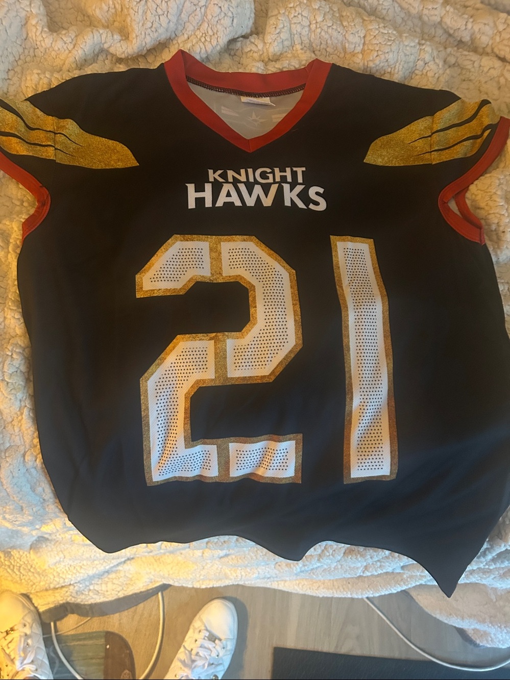 Knight Hawks #21 Black and Gold Football Jersey
